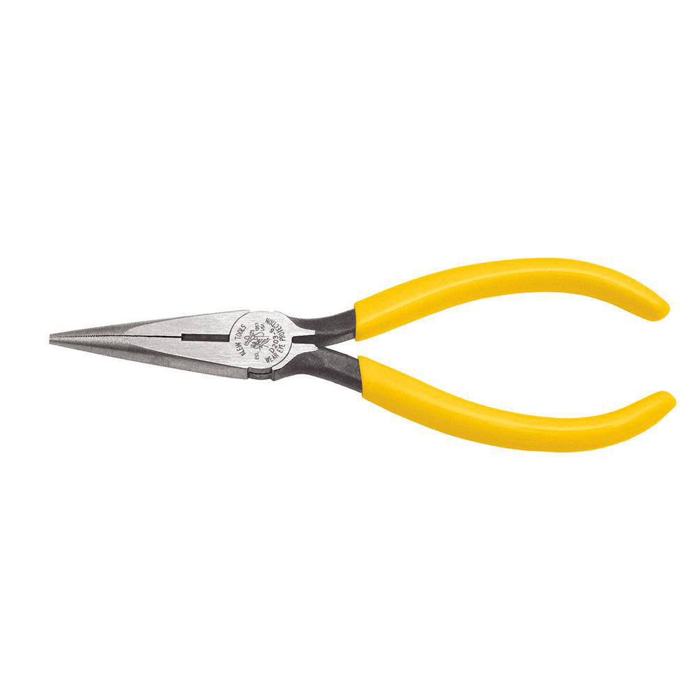 <p>Slim, pointed hand tools with elongated jaws, used for gripping tight spaces, stripping wire, forming loops, and holding wire.</p>