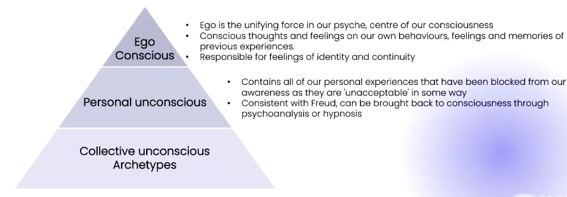 <p>Argued that there was an iceberg of unconsciousness. Created the introvert and extrovert personality types</p>