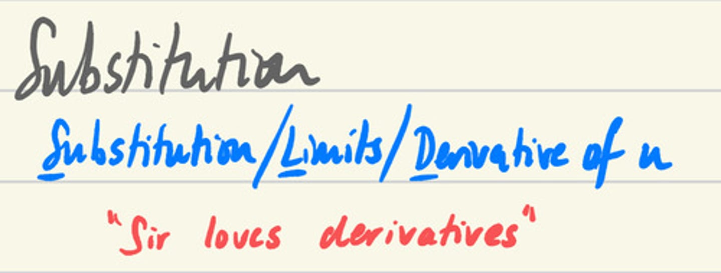 <p>Like in chain rule of derivatives, using "u" finding "du", spotting it in the integral, replacing it and solving. After taking the integral, re-substitute "u"</p>