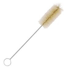 <p>bristles with a wire handle used to scrub glassware</p>