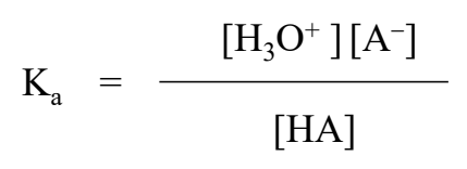 <p>Acid Dissociation Constant<br><br>*Can also be determined via K<sub>a</sub> = K<sub>eq</sub> [H<sub>2</sub>O]</p>