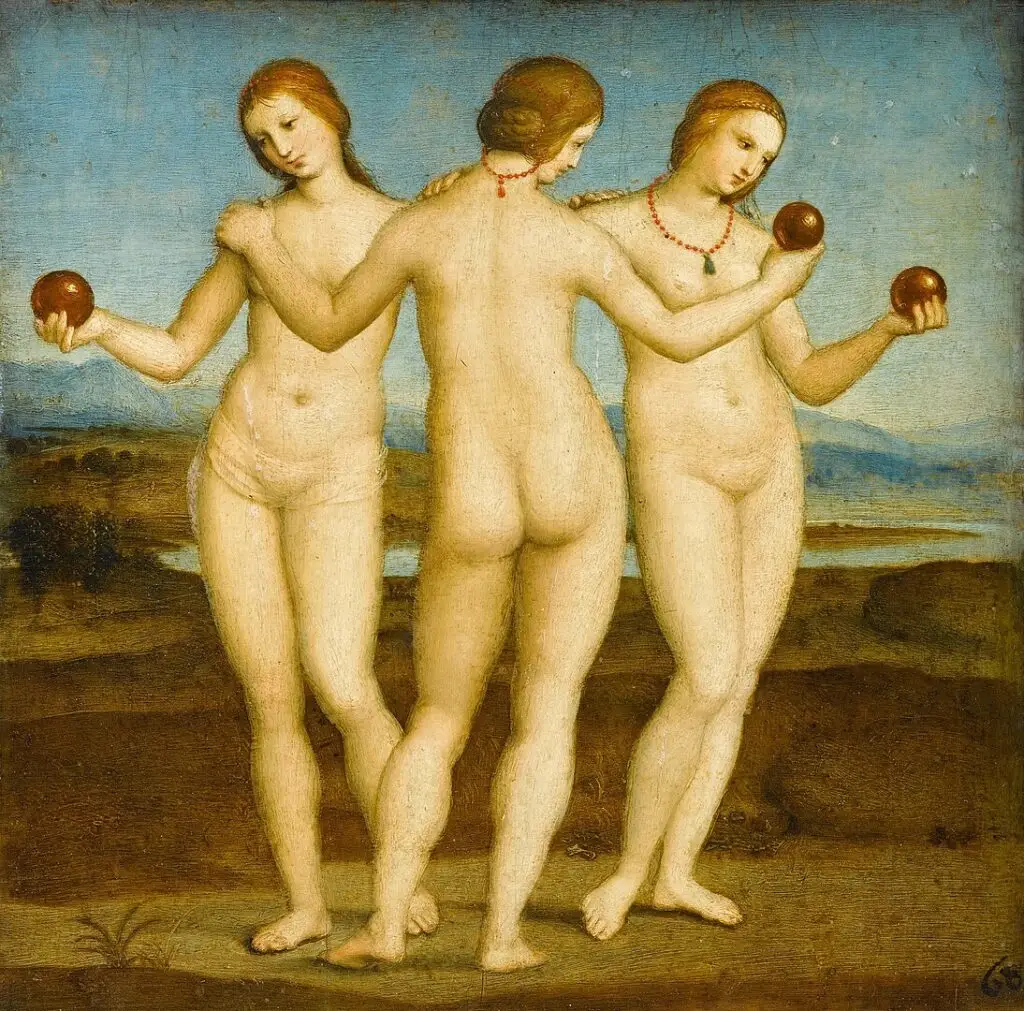 <p><span>Raphael’s “The Three Graces,” (1505)</span></p>