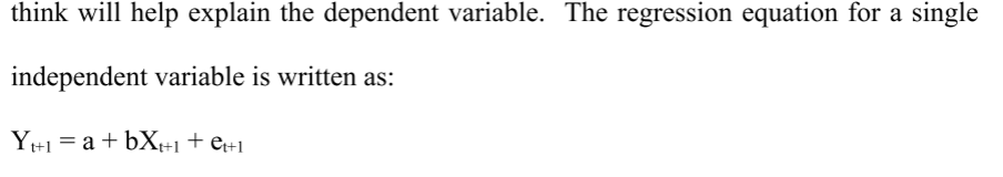 <p>Relation between a variable that you want to explain (dependent variable) on a group of variables (independent variables) that you</p><p>think will help explain the dependent variable</p>
