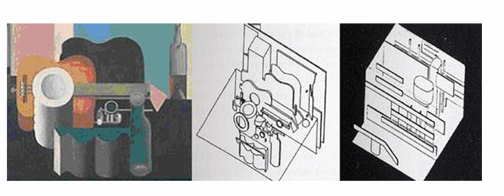 <ul><li><p>Both follow <strong>Purist principles</strong> → <strong>clarity, order, simplicity</strong></p></li><li><p>The painting = <strong>2D exploration of form</strong></p></li><li><p>The building = <strong>3D realization of the same ideas</strong></p></li></ul><p></p>