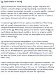<p>d. There are a number of egg substitutes for recipes.</p>