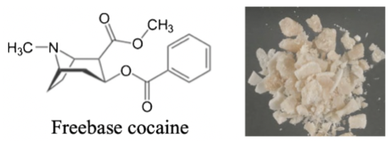<ul><li><p>uncharged species</p></li><li><p>no counter ion</p></li><li><p>non-soluble in an aq phase (water)</p></li><li><p>ex) freebase cocaine (smoked)</p></li></ul><p></p>