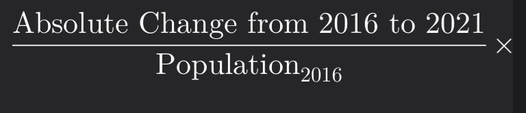 <p><span><span>Measures relative change as a percentage of the initial population. Formula: </span></span></p>