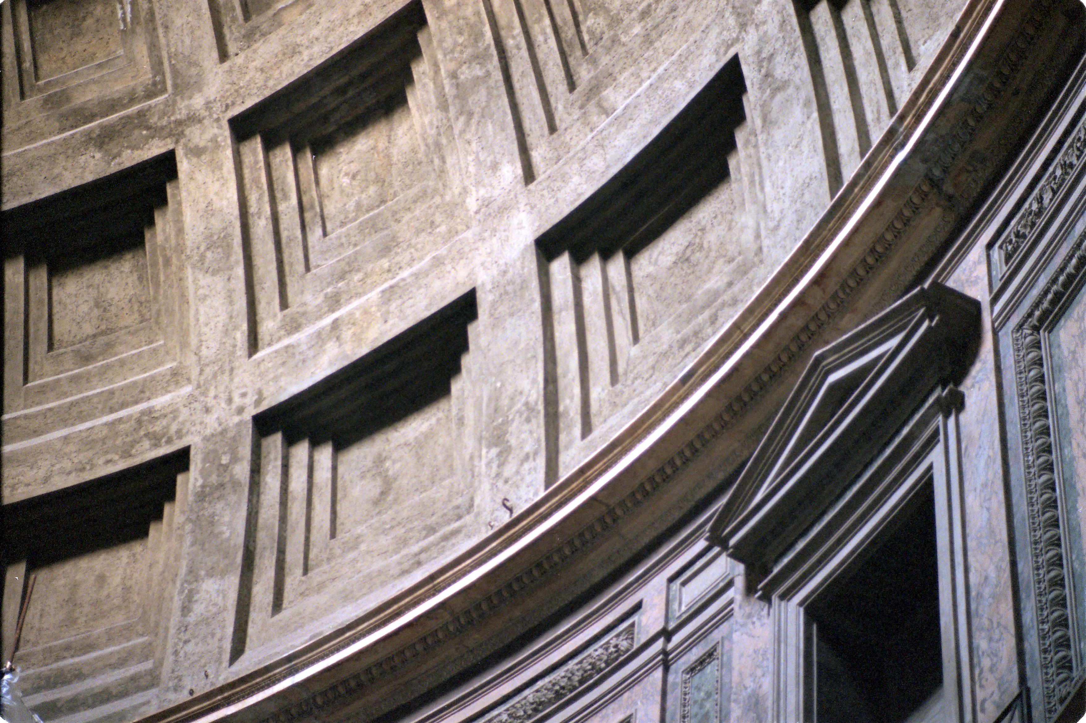 <p>Roman ceiling decoration with sunken panels often in domes like the Pantheon</p>