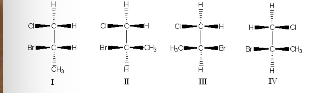 <p>which of the following are the two chiral structures for 1-chloro-2-bromopropane</p>