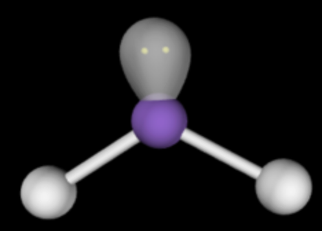 <p>3 electron domains</p><p>2 bonding domains</p><p>1 lone pair</p><p>less than 120 degree angles</p>