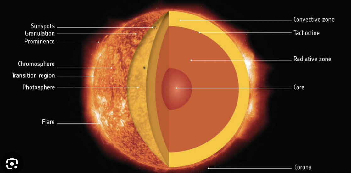 <p><span>Layer of the Sun’s atmosphere </span><strong>above the photosphere</strong><span>, visible during solar eclipses.</span></p>