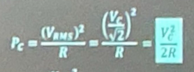 <p>P = Vc²/2R</p>