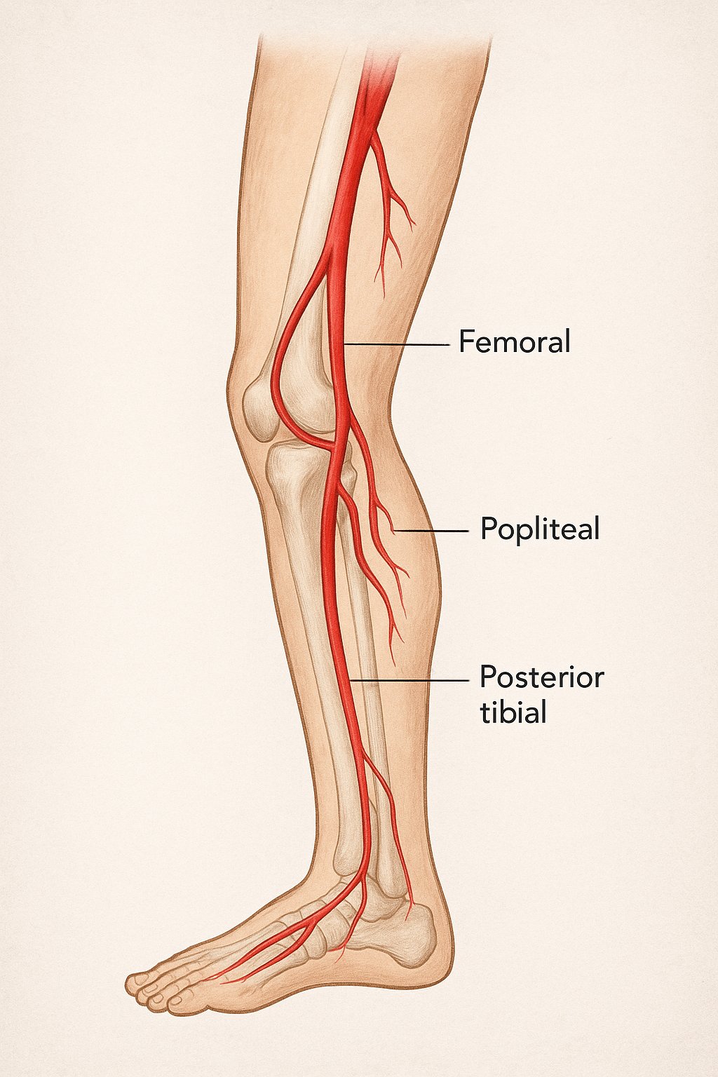 <p>Lies just posterior to the knee capsule; at risk during posterior cuts and PCL release.</p>