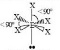 <p>Square pyramidal</p><p><90 degrees</p><p>Polar </p><p>sp<sup>3</sup>d<sup>2</sup></p>