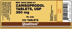 <p>carisoprodol </p><p>CIV</p><p>muscle relax</p><p>250 - 350mg qid prn</p><p>poor cyp2C19 metabolizers will have higher soma conc.</p>