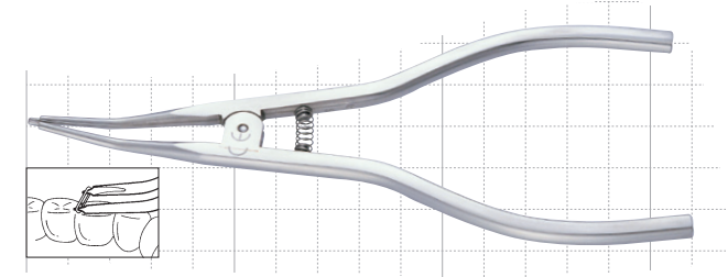 <ul><li><p>to grip and place separators around contact are of tooth</p></li></ul><p></p>