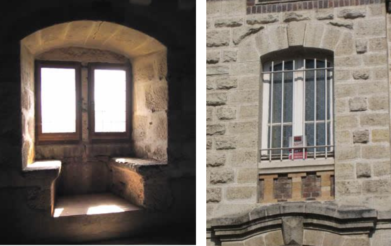 <p>pan de mur, plus minces que les autres murs, ferme les embrasures dans sa partie inferieure = partie du mur située entre le sol et le bas d’une fenêtre. Elle sert à soutenir la fenêtre et peut aussi renforcer la structure du mur</p>