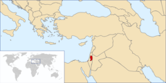 <p>includes the Gaza strip and the west bank, near Israel</p>