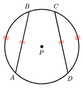 <p> -they have the same length &amp; belong to the same circle or two congruent circles</p><ul><li><p>their associated chords are congruent</p></li></ul><p></p>