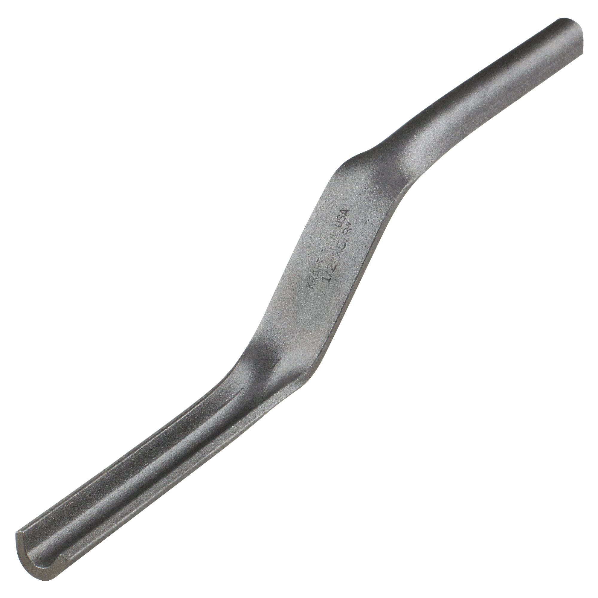 <p>A metal finishing tool bent at both ends about 20 degrees, used to smooth and shape mortar joints between bricks, with one end serving as a handle.</p>