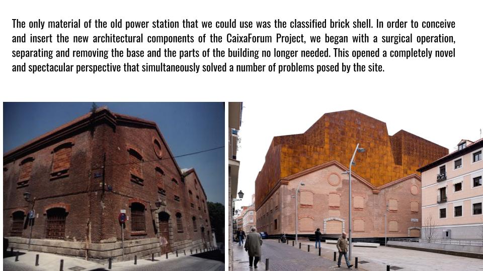 <ul><li><p>Depicting form, features &amp; detailing of a torn down building</p></li><li><p>New construction, recreating the old design</p></li></ul><p></p>