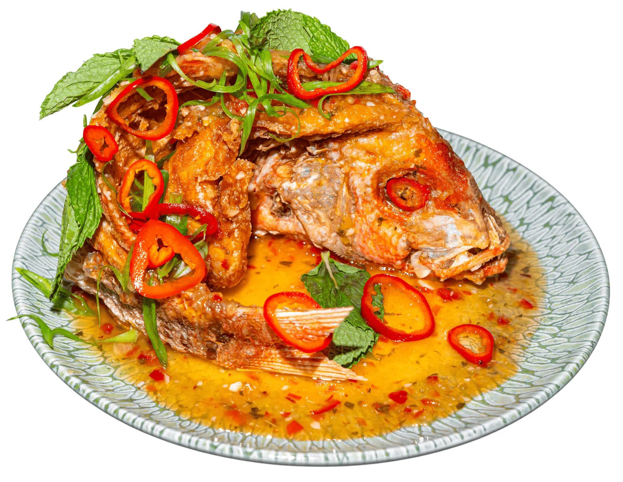 <p>CRISPY THAI STYLE WHOLE SNAPPER</p>