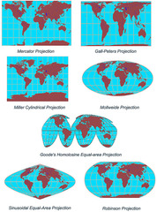 <p>a change in the shape, size, or position of a place when it is shown on a map</p>
