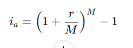 <p>m: number of interest compounding periods per year</p><p>r: nominal interest rate (APR)</p>