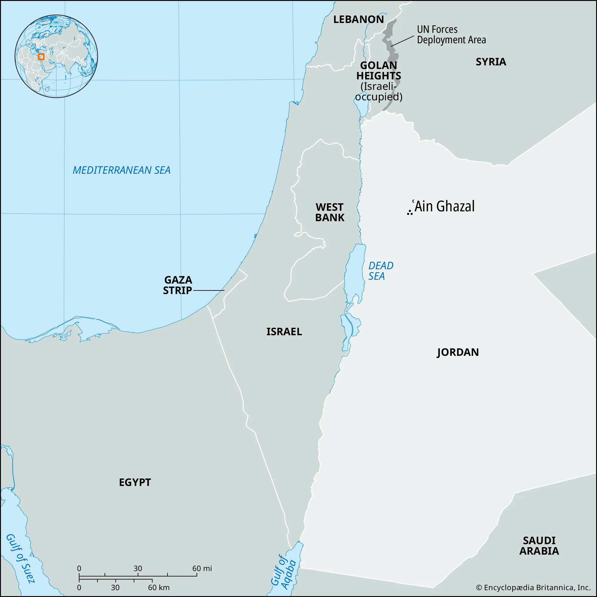 <p>identify Ain Ghazal (Jordan) on a map</p>