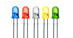 <p>A device that gives out light when a current flows through it. Current </p><p>can only flow through it in one direction, and a minimum voltage must be applied across it before it illuminates.</p>