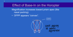 <p>When the magnification increases towards the prism apex with BI prism in place, the OFPP will appear (convex/concave)</p>