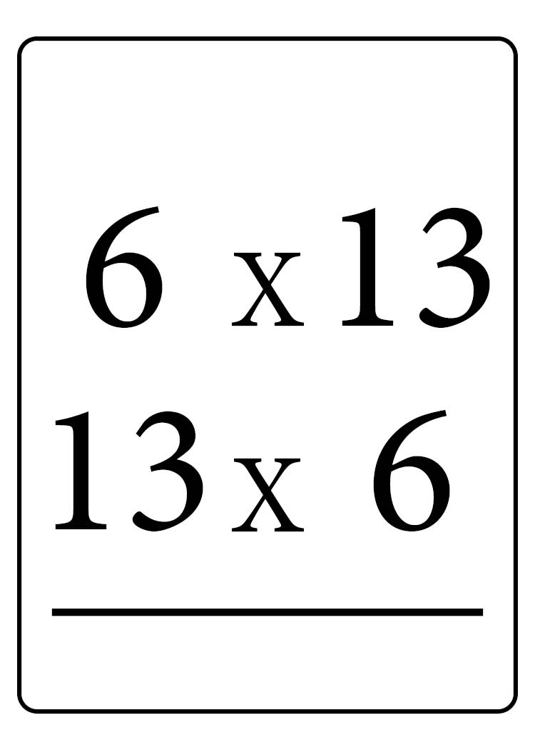 <p>6×13 or 13×6 = ?</p>