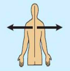 <p>away from the midline</p>