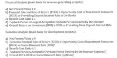 <p>Analysis of the financial viability of a project</p>