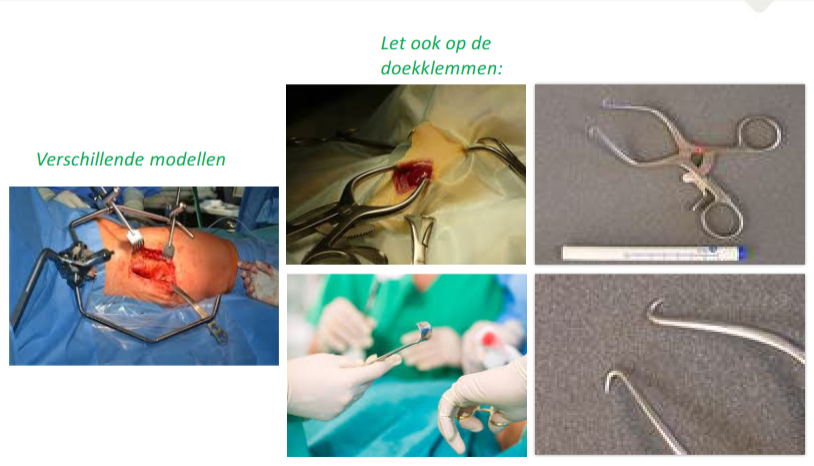 <ul><li><p>dit zijn retractoren of wondspreiders</p></li></ul><p></p>