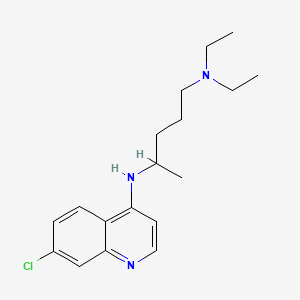 <p>7-chloro-4-aminoquinoline; prevents toxic heme polymerization into non-toxic hemozoin.</p>
