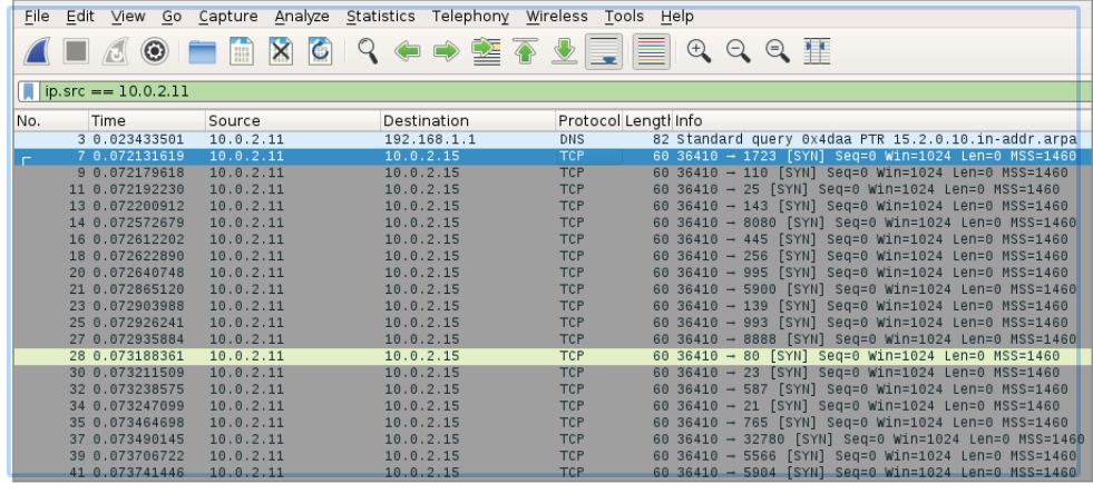 <p>Alex notices the traffic shown here during a Wireshark packet capture. What is the host with</p><p class="p1">IP address 10.0.2.11 most likely doing?</p>