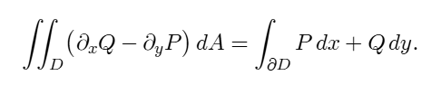 <p>If Qdx-Pdy= 1 then it can be used to find area</p>