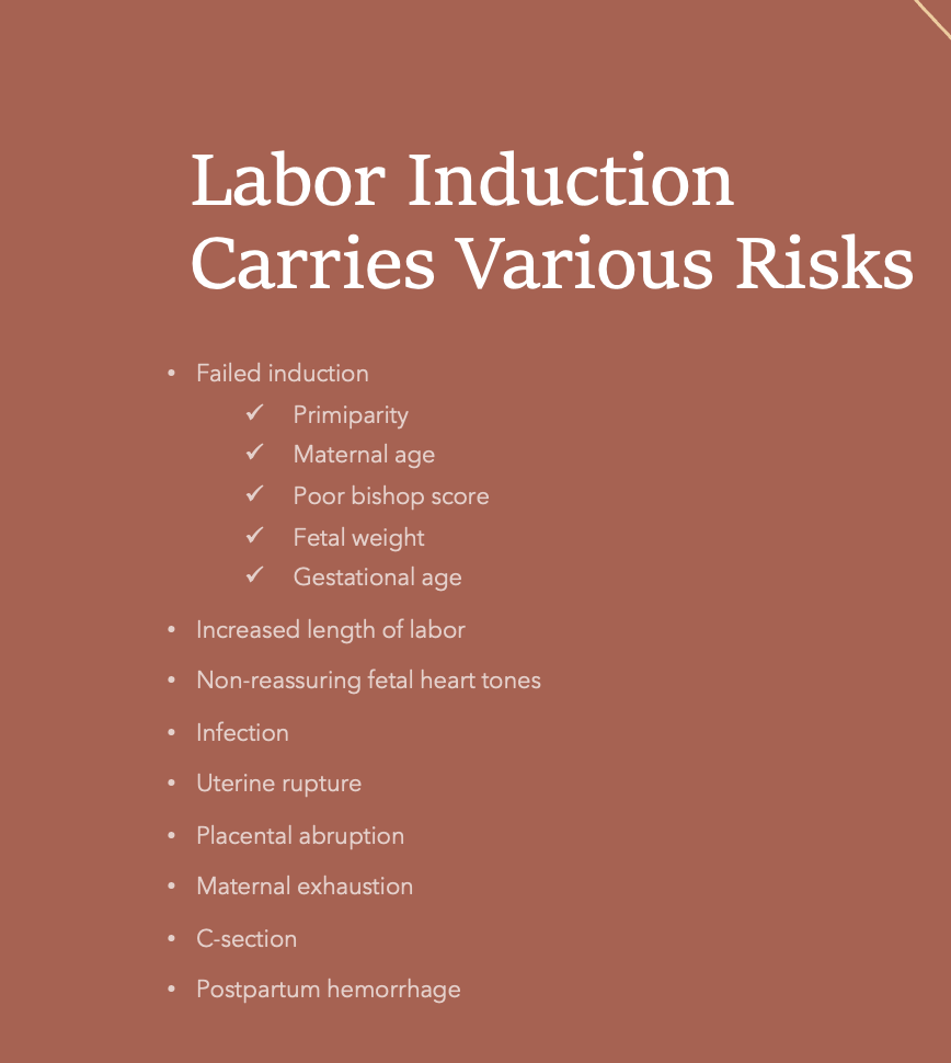 <p>A multifaceted range of factors has been associated with failed induction of labor comprising maternal factors like primiparity, maternal age, poor bishop score, fetal factors like birth weight and gestational age. </p><p></p>