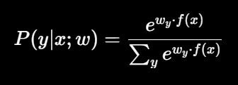 <ul><li><p>Each class <em>y</em> has its own weight vector: <em>wy</em></p></li><li><p>Calculate each class’s score (activation): <em>zy = wy * f(x)</em></p></li><li><p>Without probabilities, the highest score wins: <em>y = arg max(y)wy * f(x)</em></p></li><li><p>To turn all class scores into probabilities use softmax (check img formula)</p></li></ul><p></p>