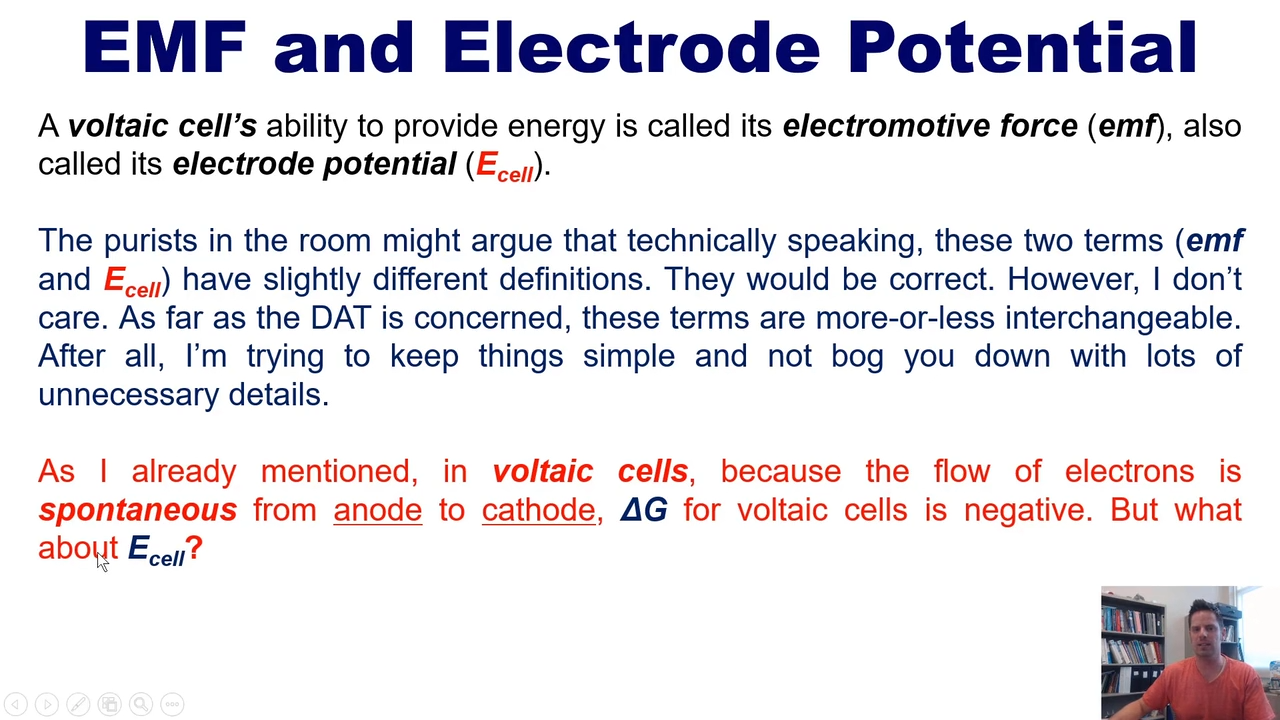 <p>The ability of a voltaic cell to provide energy </p>