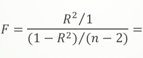 <p>Compared against F- statitsic, if test statistic is smaller then fail to reject, dgf1 = k , dgf2 = n - k - 1 (k = number of independent or explanatory variables)</p>