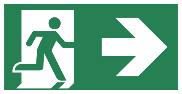<p>r. Notausgang, -gänge</p>