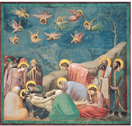 <p>Giotto Di Bondone, Italy, 105, Fresco </p><p>one of the many paintings in the Arena Chapel.</p><p>We feel the emotions of the painting; in a sense we can relate to it  </p><p>The rocky slope leads the eye toward Chris</p><p>The rise of human-centered religious art</p><p></p>