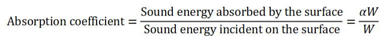 <p>How much sound can be absorbed over frequency range</p><p>Hard surface = 0</p><p>Porous surface = 1</p>
