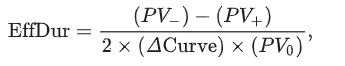 <ul><li><p>can be used for bonds with embedded options - unlike modified duration</p></li><li><p><span>parallel shift of the benchmark yield curve</span></p></li><li><p><span>Eff Dur for callable bond/ putable bond < Straight bond</span></p></li><li><p><span>Eff Dur of callable bond < straight bond when i/r falls</span></p></li><li><p><span>Eff Dur of putable bond < straight bond when i/r increases</span></p></li></ul><p></p>