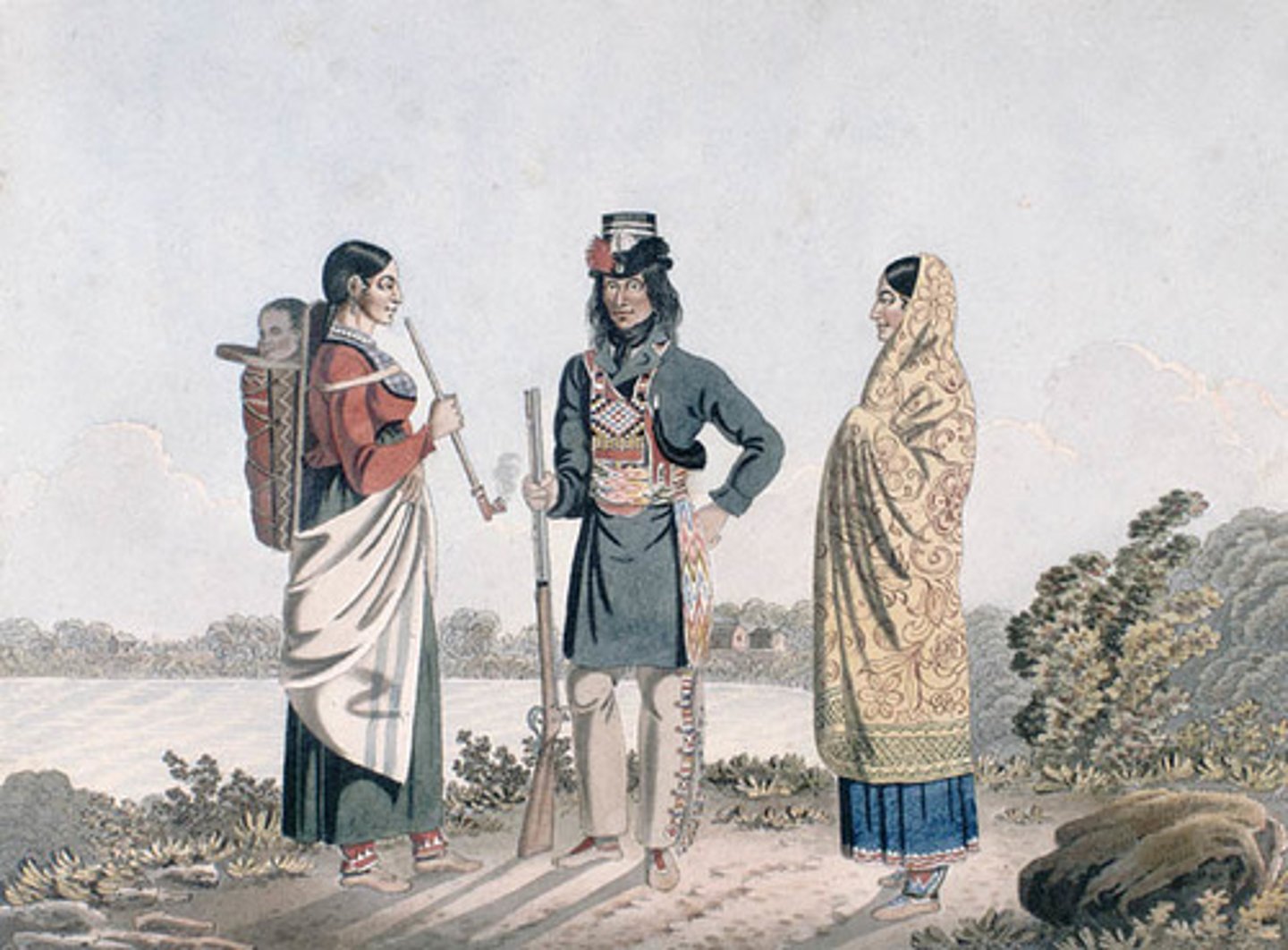 <p>The children of marriages between Indian woman and French traders and officials; they often became guides, traders, and interpreters.</p>