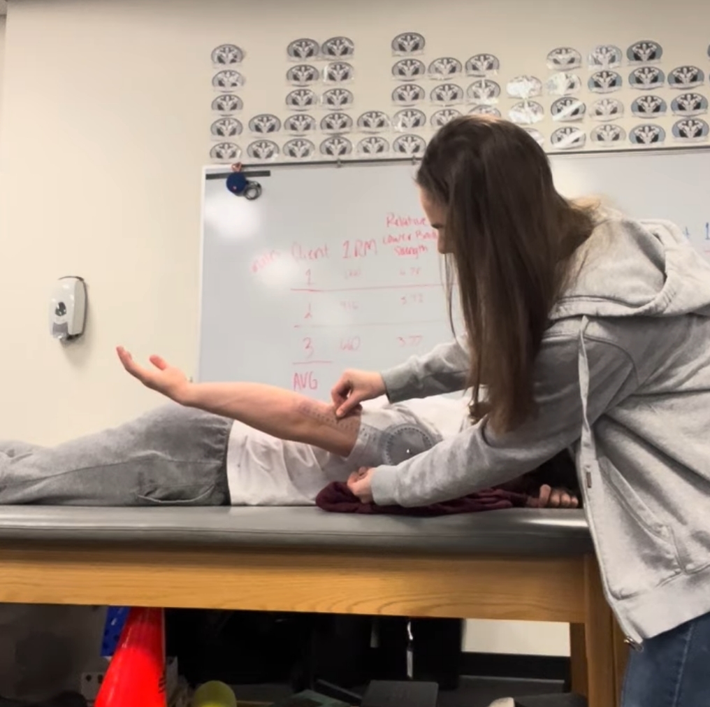 <p>subject lies on stomach</p><p>towel is placed under subjects shoulder</p><p>axis of goniometer on lateral aspect of greater tubercle of humerus with stabilization arm parallel to floor and movement arm aligned with midline of humerus</p><p>raise arm slowly</p>