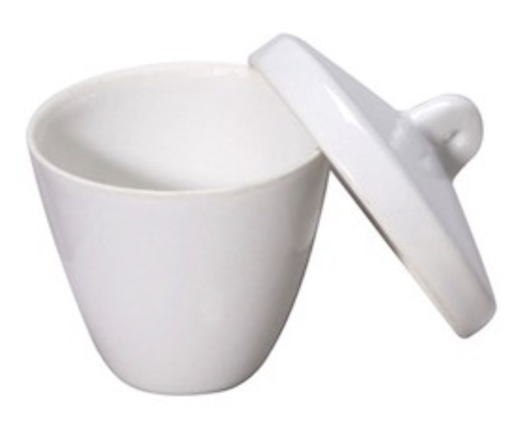 <p>A small ceramic bowl used to heat material to very high temperatures.</p>