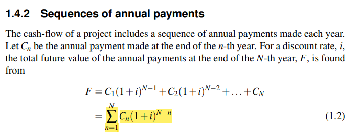 <p>Cn = C0(1+g) ^(n−1)</p>